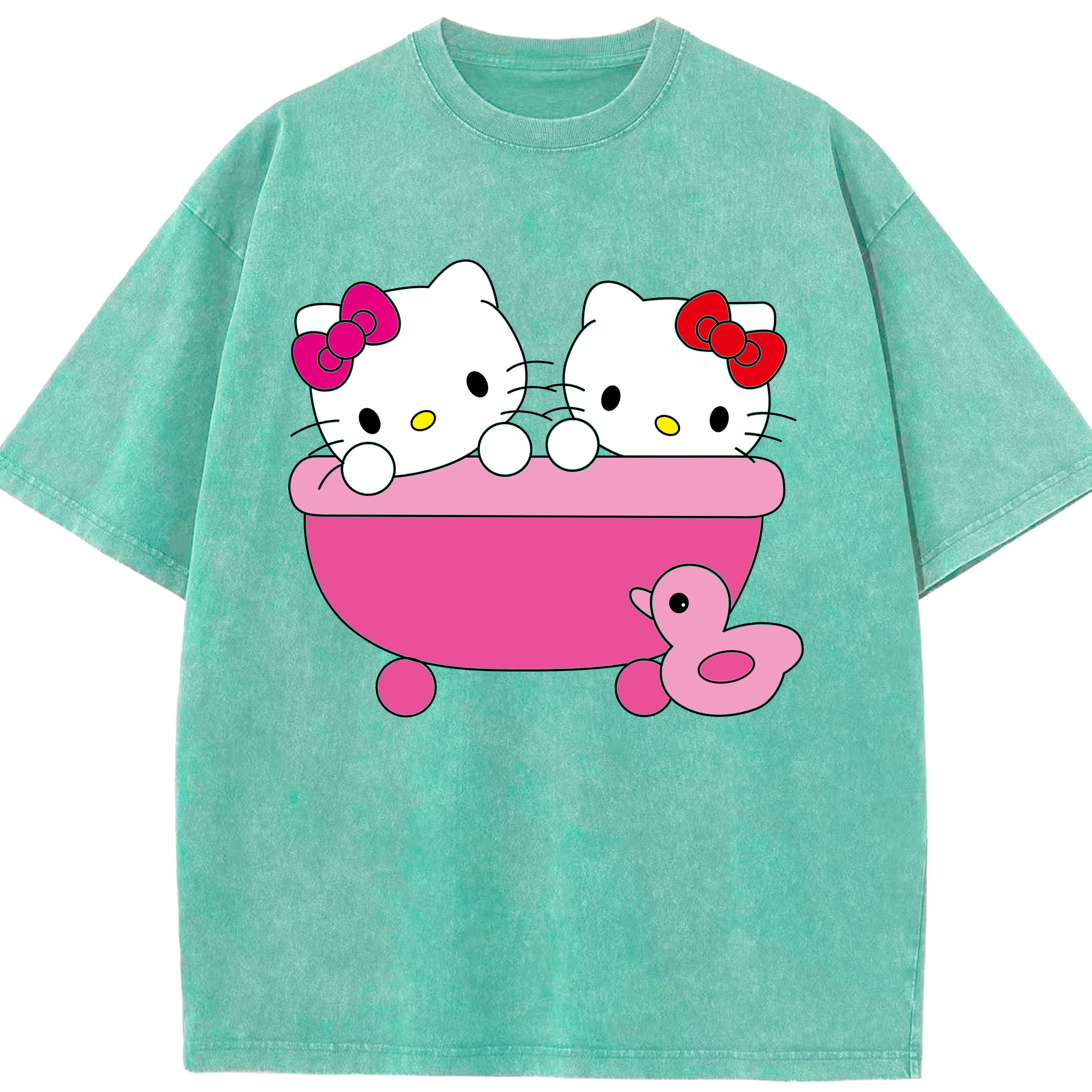 （画像用） Hello Kitty ハローキティ 綿100% ヴィンテージ風 半袖Tシャツ（フロントプリント）